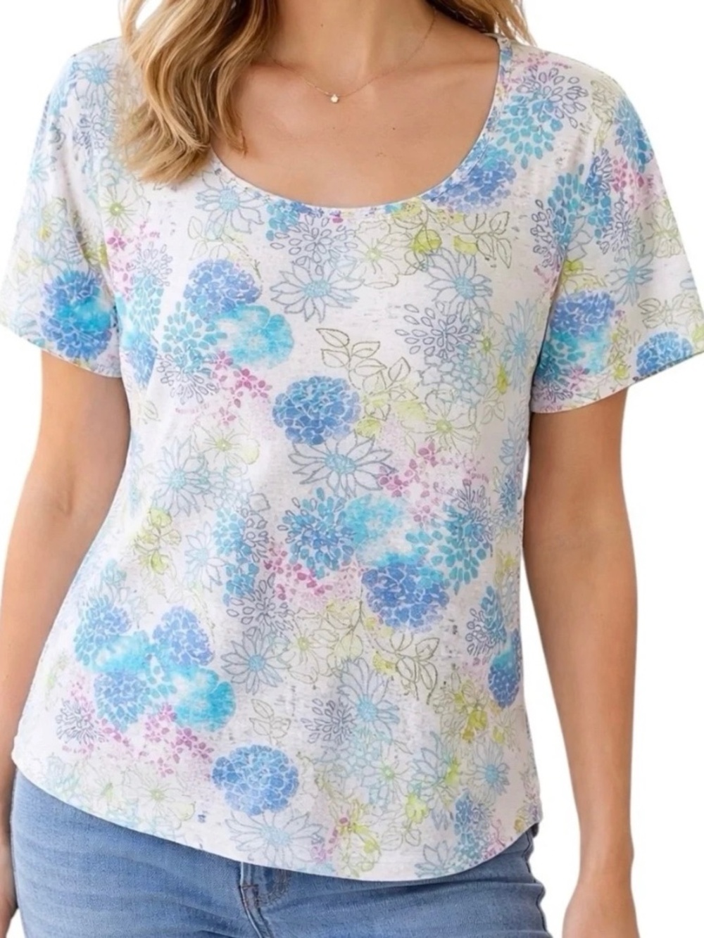 Liz Claiborne Vintage Floral Sheer Lined Top Pastel Spring Womens Size XL